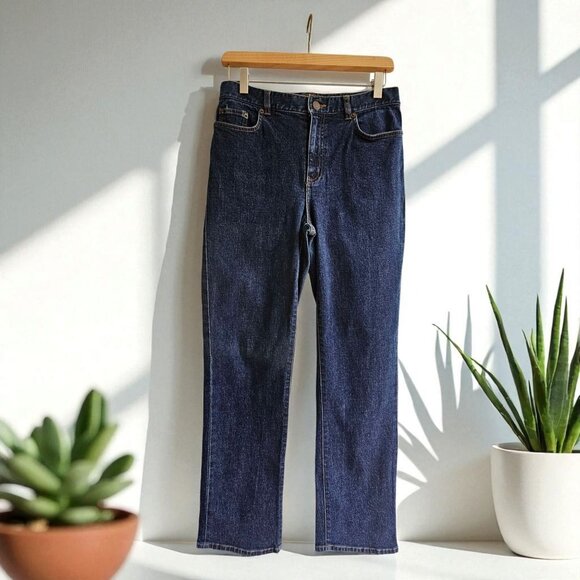 Lauren Jeans Co. Ralph Lauren Womens Straight Leg Dark Wash Denim Jeans Size 4 - Picture 1 of 14